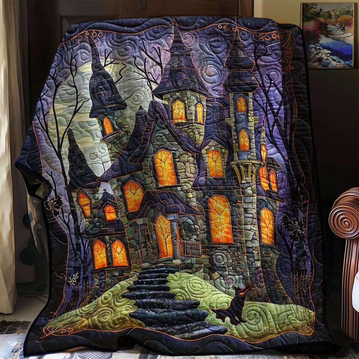 Scary Ghost House WM3008013CL Quilt