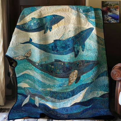 Sea Whales Family WM0608020CL Quilt