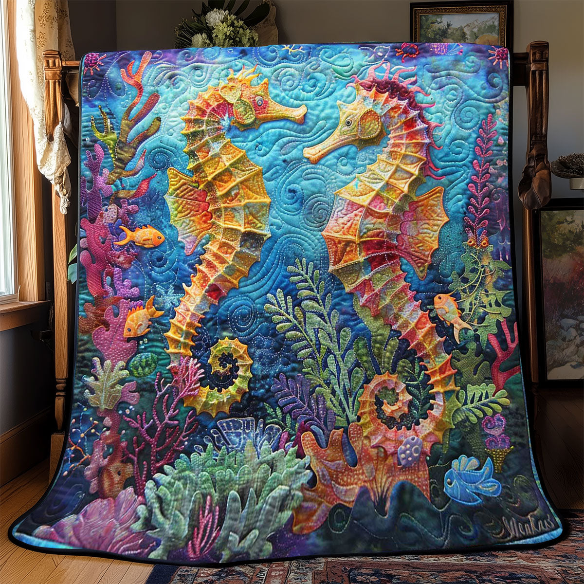 Seahorses' Coral Kingdom WN2708066CL Quilt