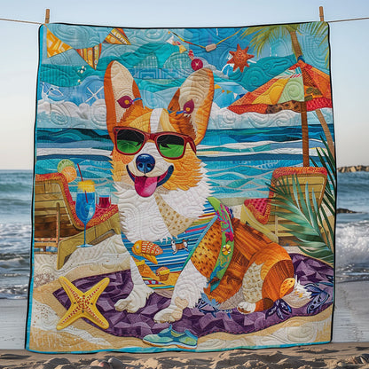 Shineful Corgi Beach WM2308004CL Quilt