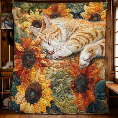 Sleeping Cat In Sunflowers SR1508035CL Quilt