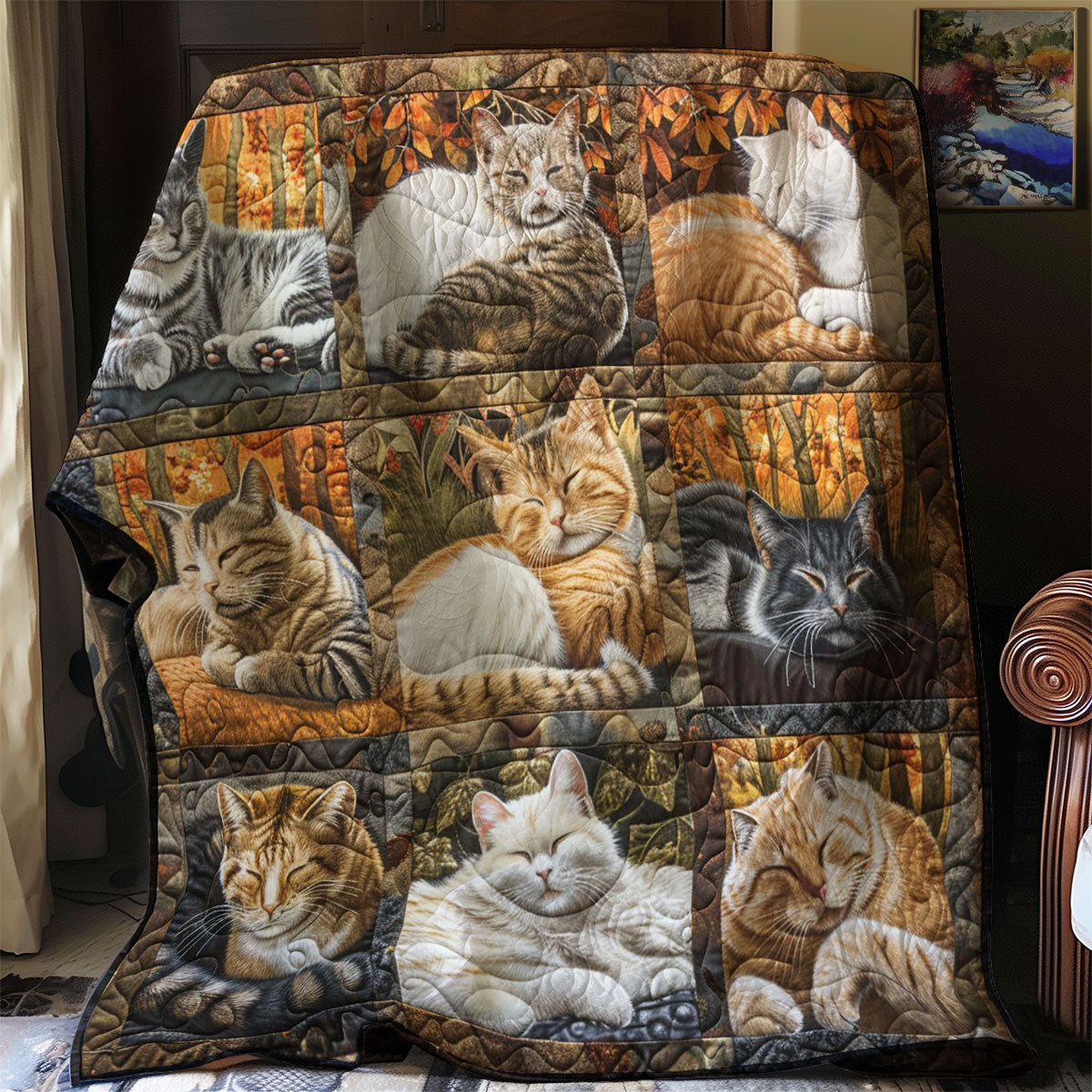 Sleeping Fall Cats WM1508023CL Quilt