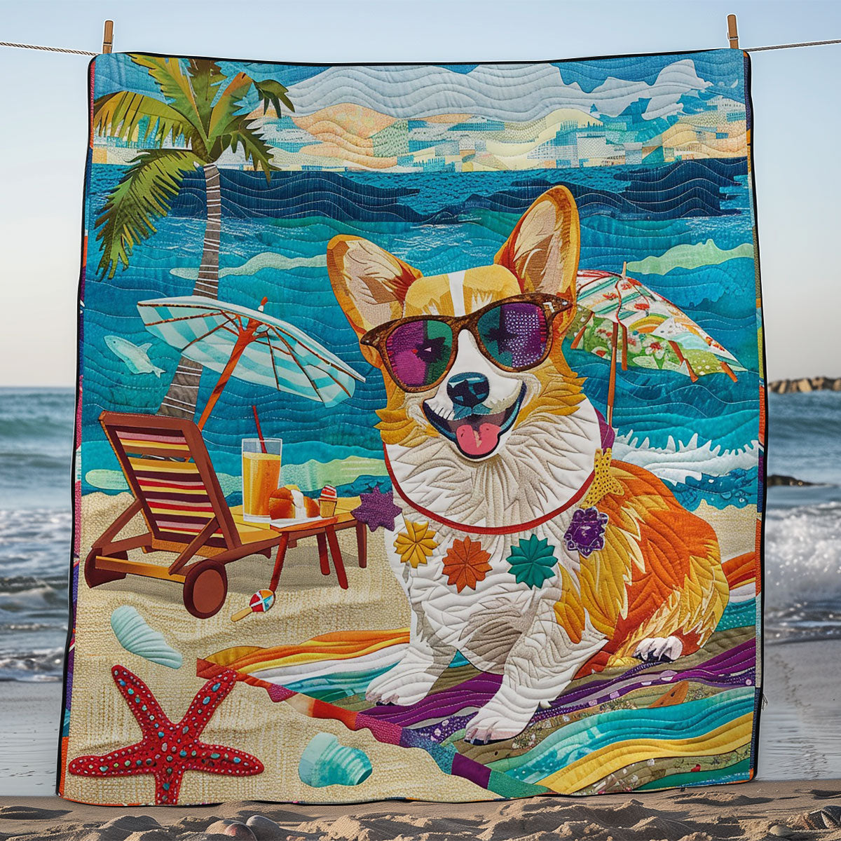 Sunbathing Corgi WM2308005CL Quilt