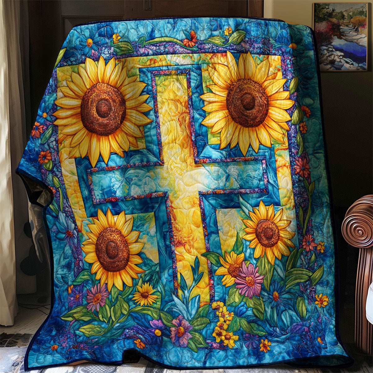 Sunflower Cross WM2008017CL Quilt