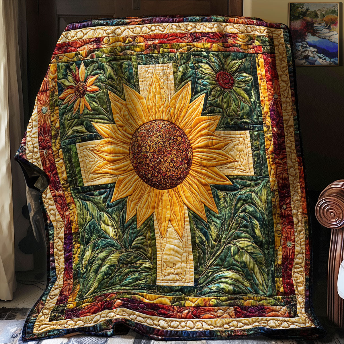 Sunflowers And Cross WN0108076CL Quilt