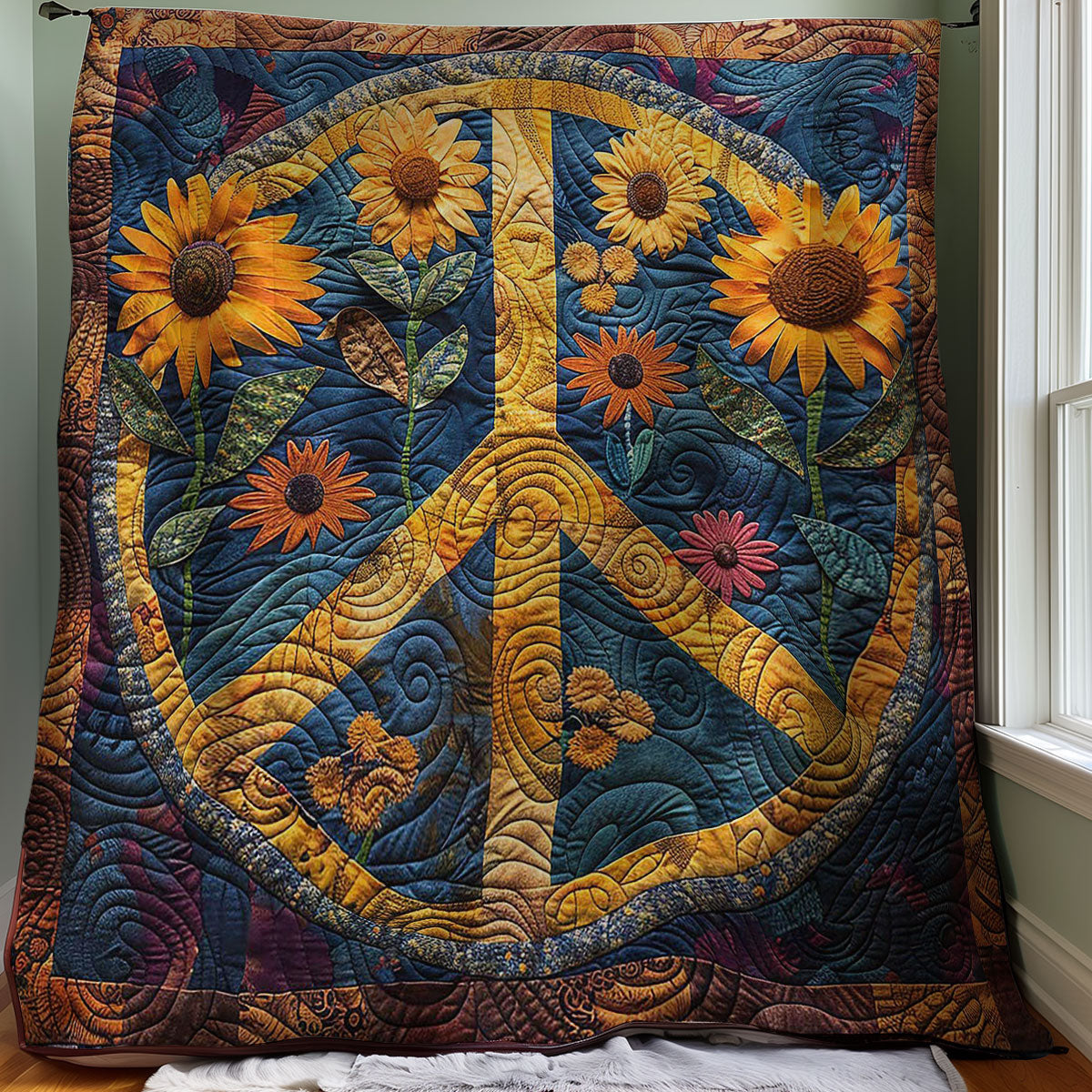 Sunflowers Peace Sign WM2907001CL Quilt