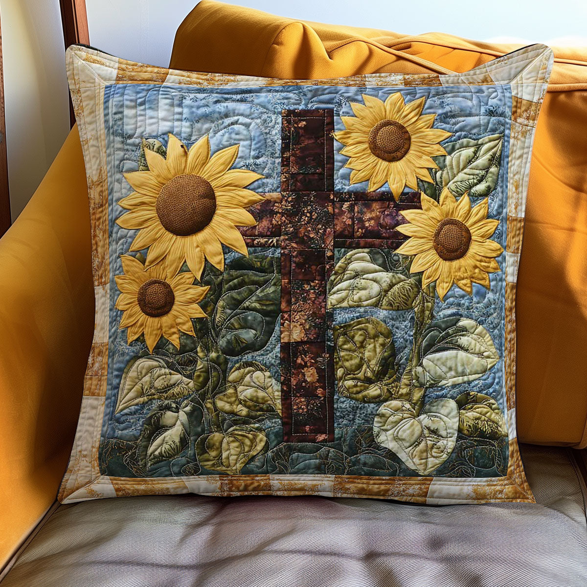 Sunflowers & Cross WN0208097CL Quilt Pillow Case