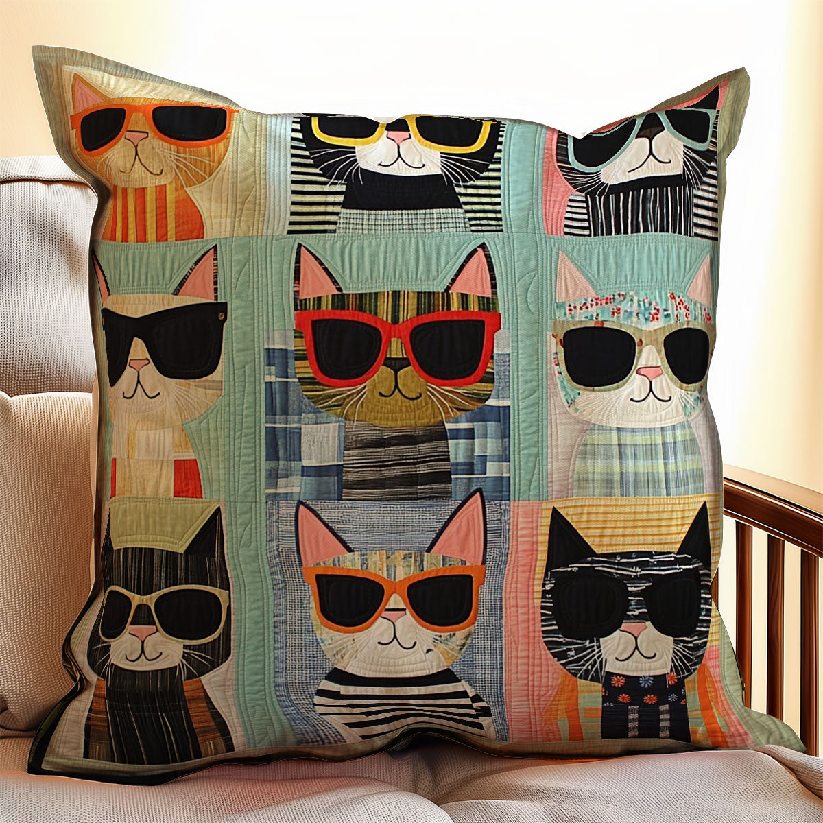 Sunglass Cat WM0608109CL Quilt Pillow Case