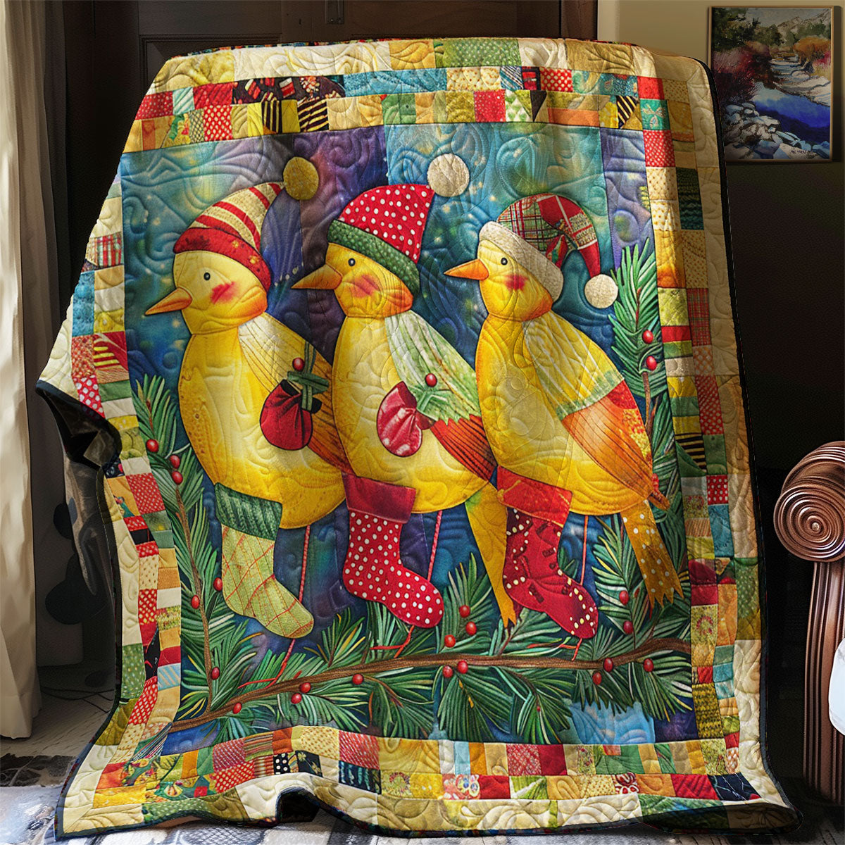 Three Yellow Birds WM2808024CL Quilt