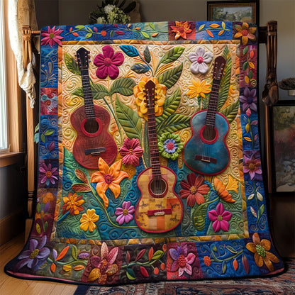 Trippy Guitar Blossoms WN2208137CL Quilt