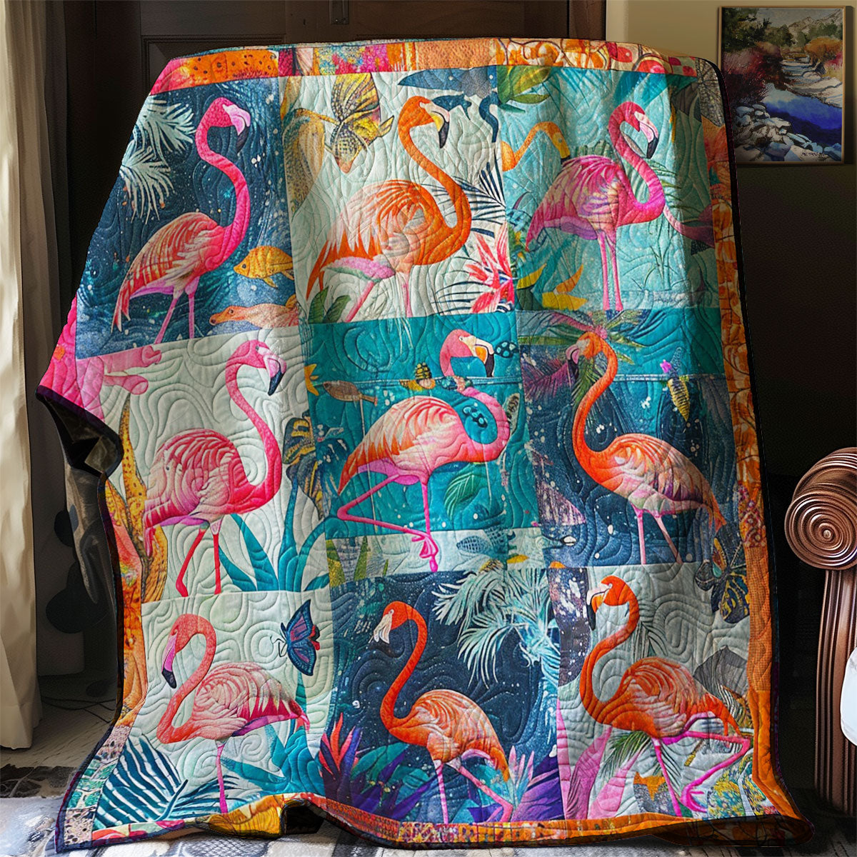 Tropical Flamingos WM2308060CL Quilt