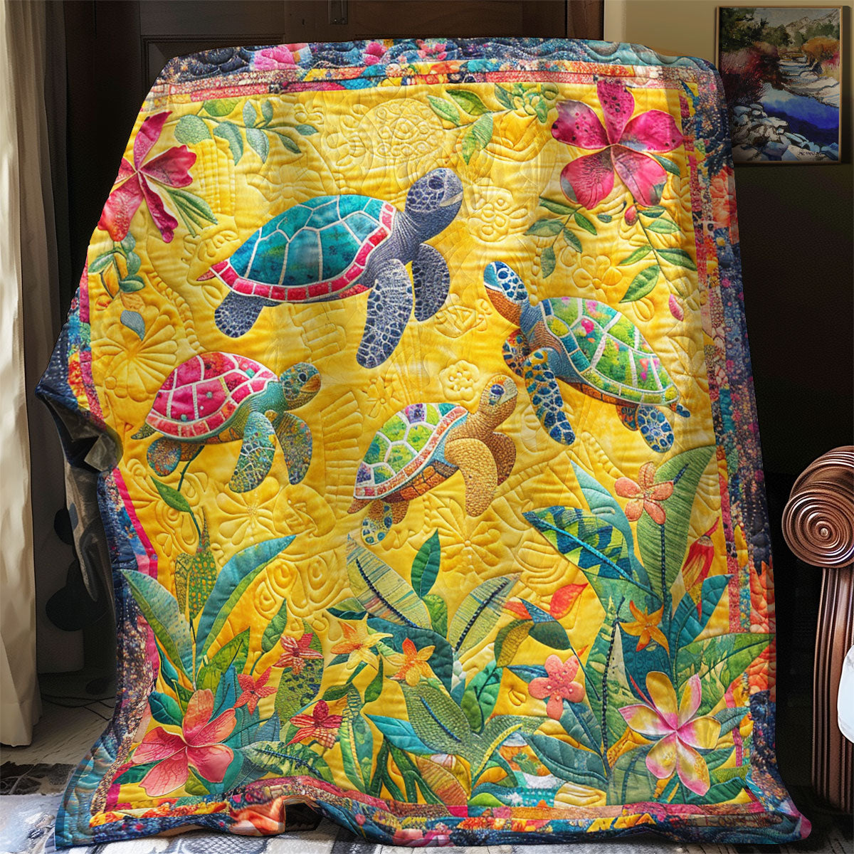 Turtle Family SR1508022CL Quilt