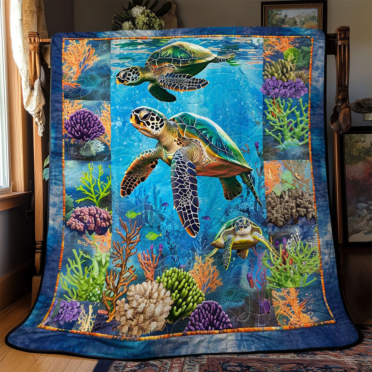 Turtle's Coral Wonderland WN2408118CL Quilt