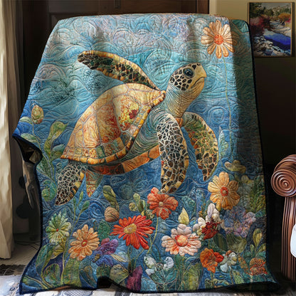 Turtles And Flowers WM0508003CL Quilt