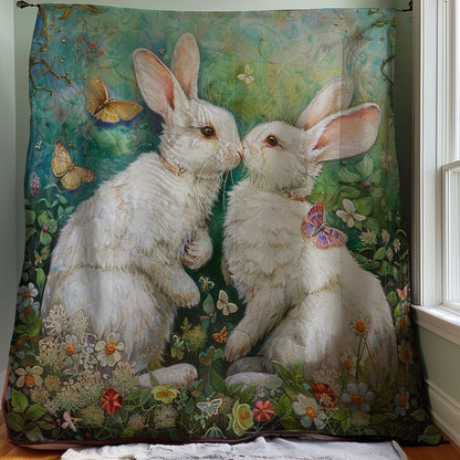 White Couple Rabbits WM3007001CL Quilt