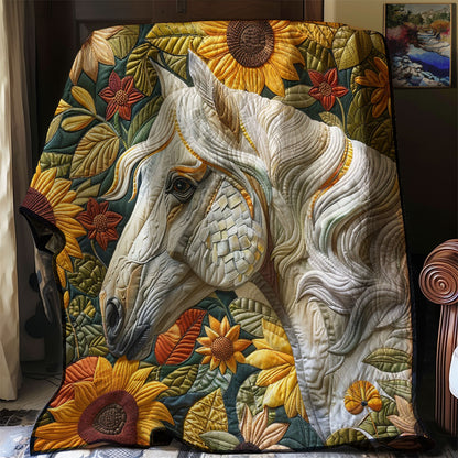 White Horse And Sunflowers WM1408001CL Quilt