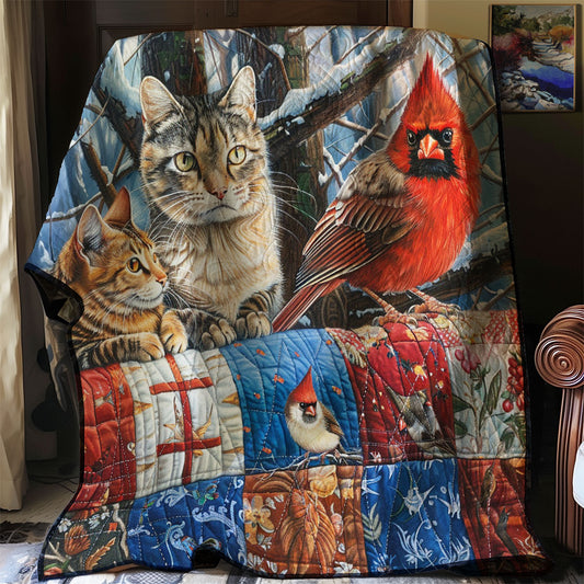 Winter Cat And Cardinals WM1008001CL Quilt