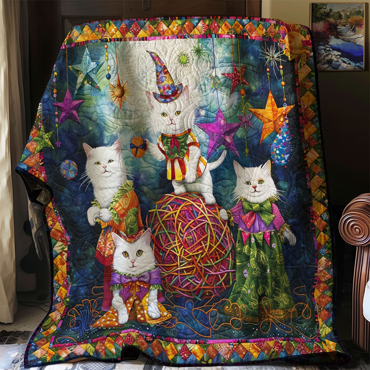 Witch Cat And Yarn WM1608007CL Quilt