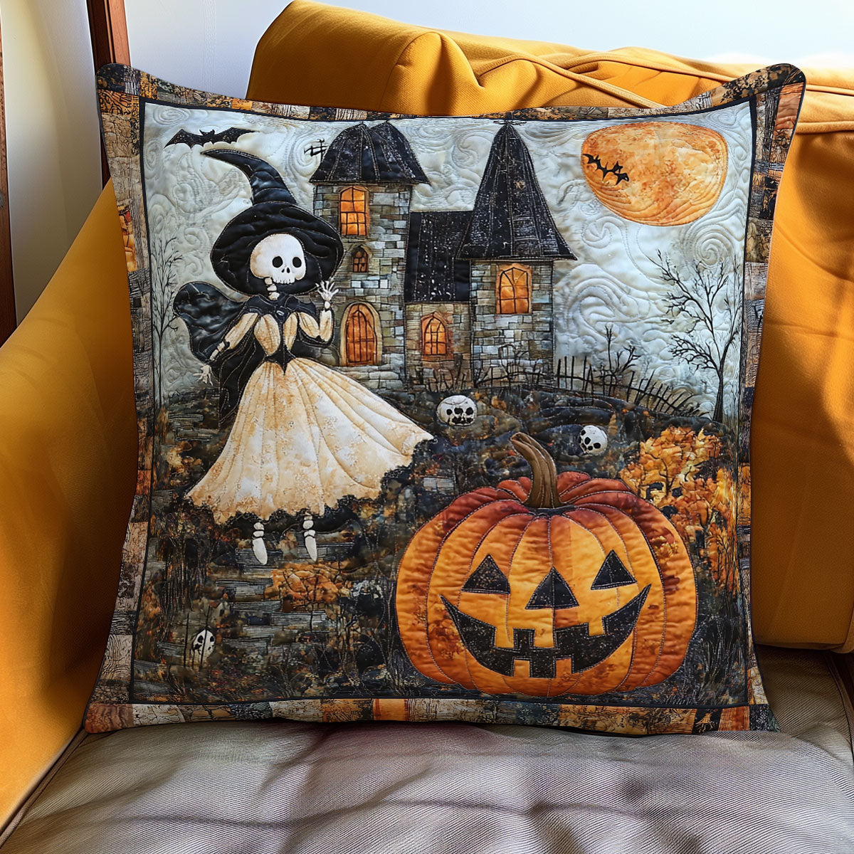 Witch Skeleton WN3107082CL Quilt Pillow Case