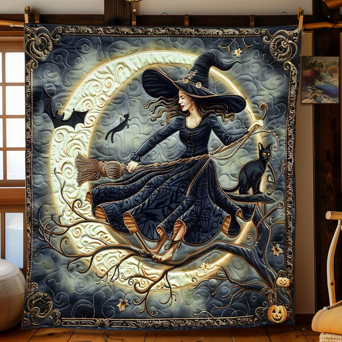 Witch's Moonlit Broomstick WN1908082CL Quilt