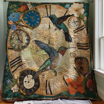 Hummingbirds And TimeClock WM2607001CL Quilt