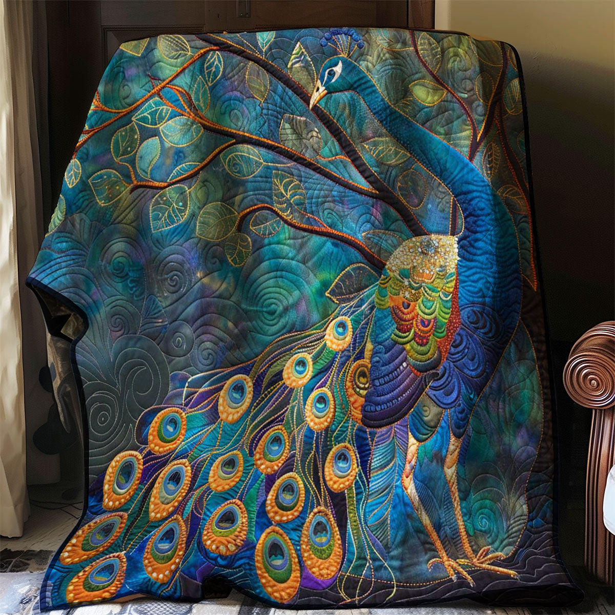 Elegant Peacock on Tree WP2907012CL Quilt