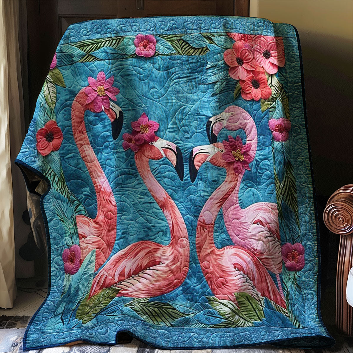 Flamingos Flower Lake WP29070126CL Quilt