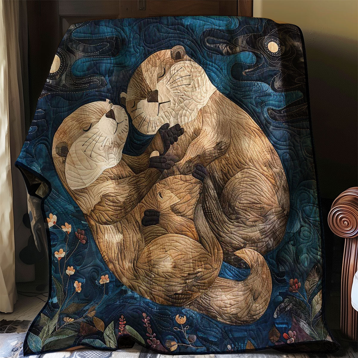 Hugging Otters Night WP2907010CL Quilt