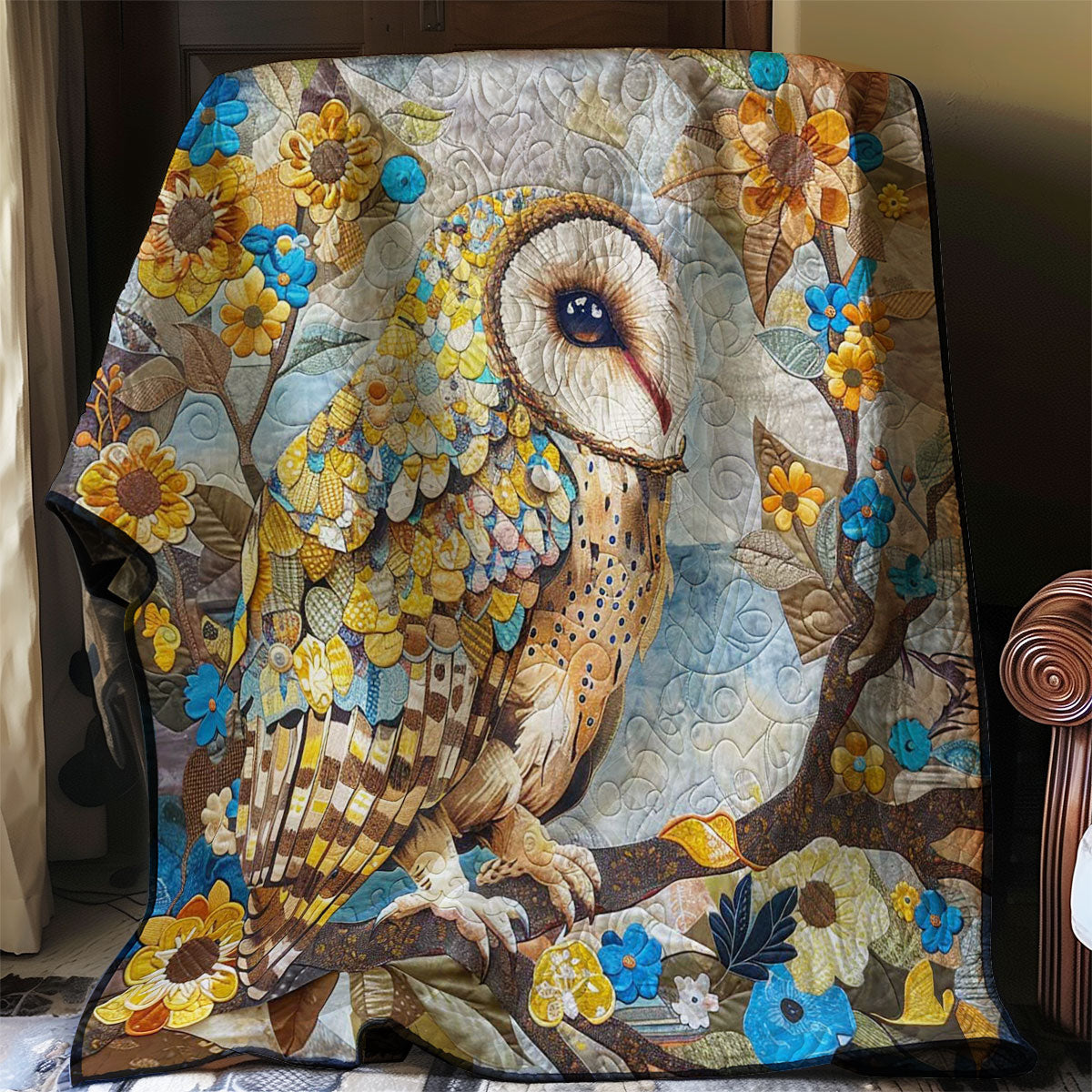 Spotted Owl Yellow Flowers WP2907005CL Quilt