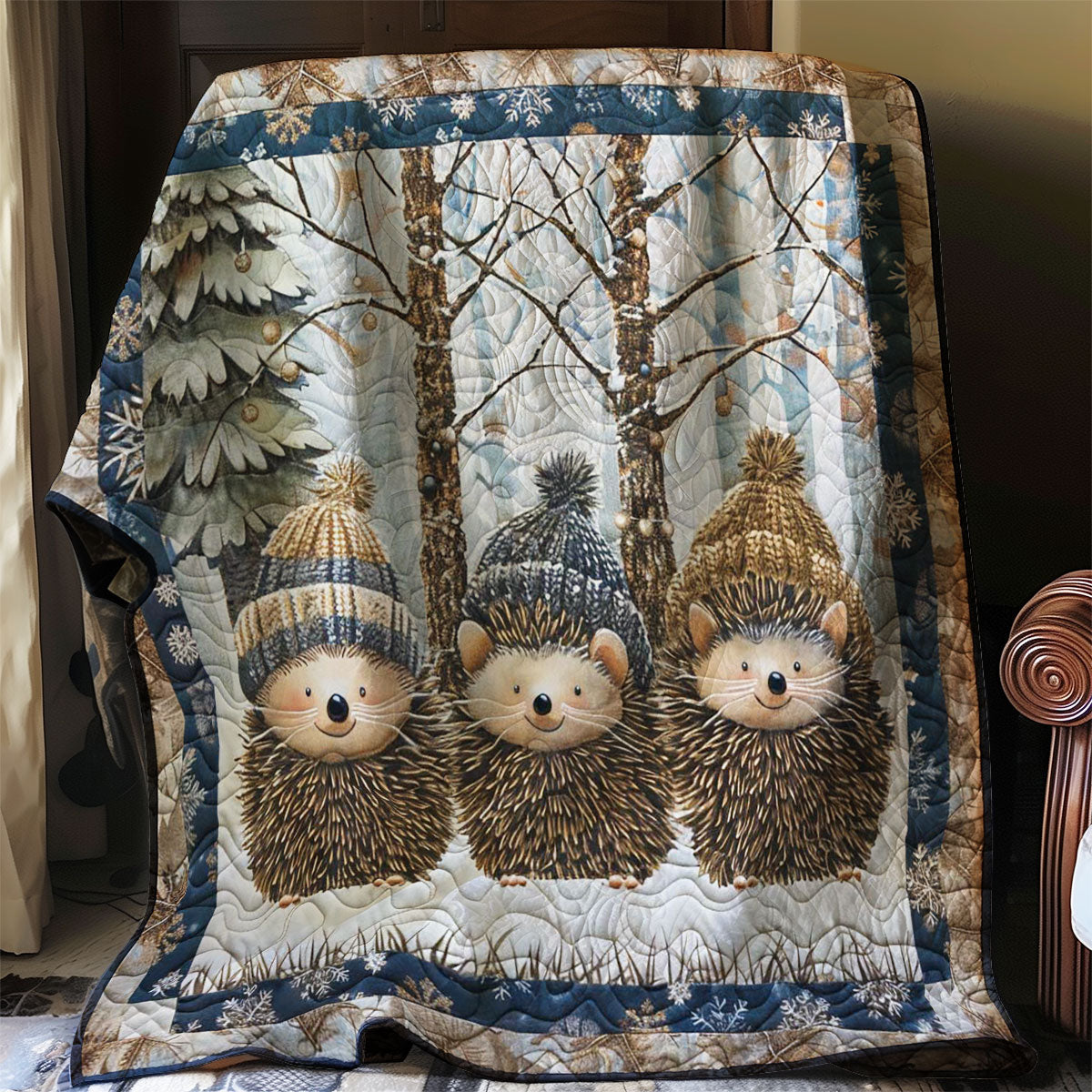 Triple Hedgehogs Wool WP2907014CL Quilt