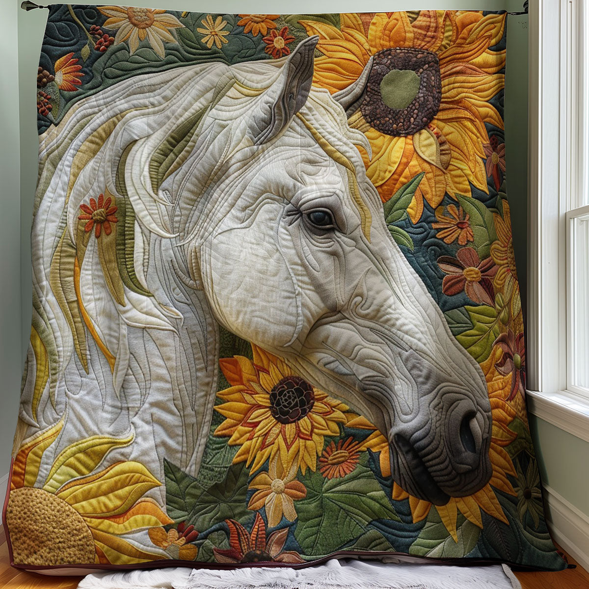 Art Horse And Sunflowers WM1408037CL Quilt