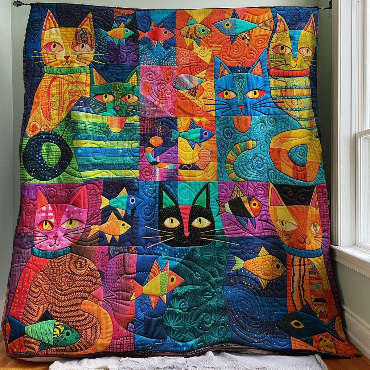 Asian Cats And Fish WM1008037CL Quilt