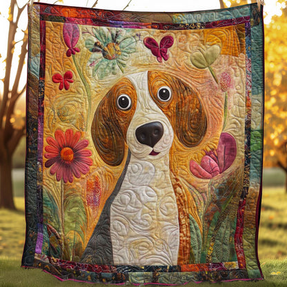 Beagle And Flowers WN0508040CL Quilt