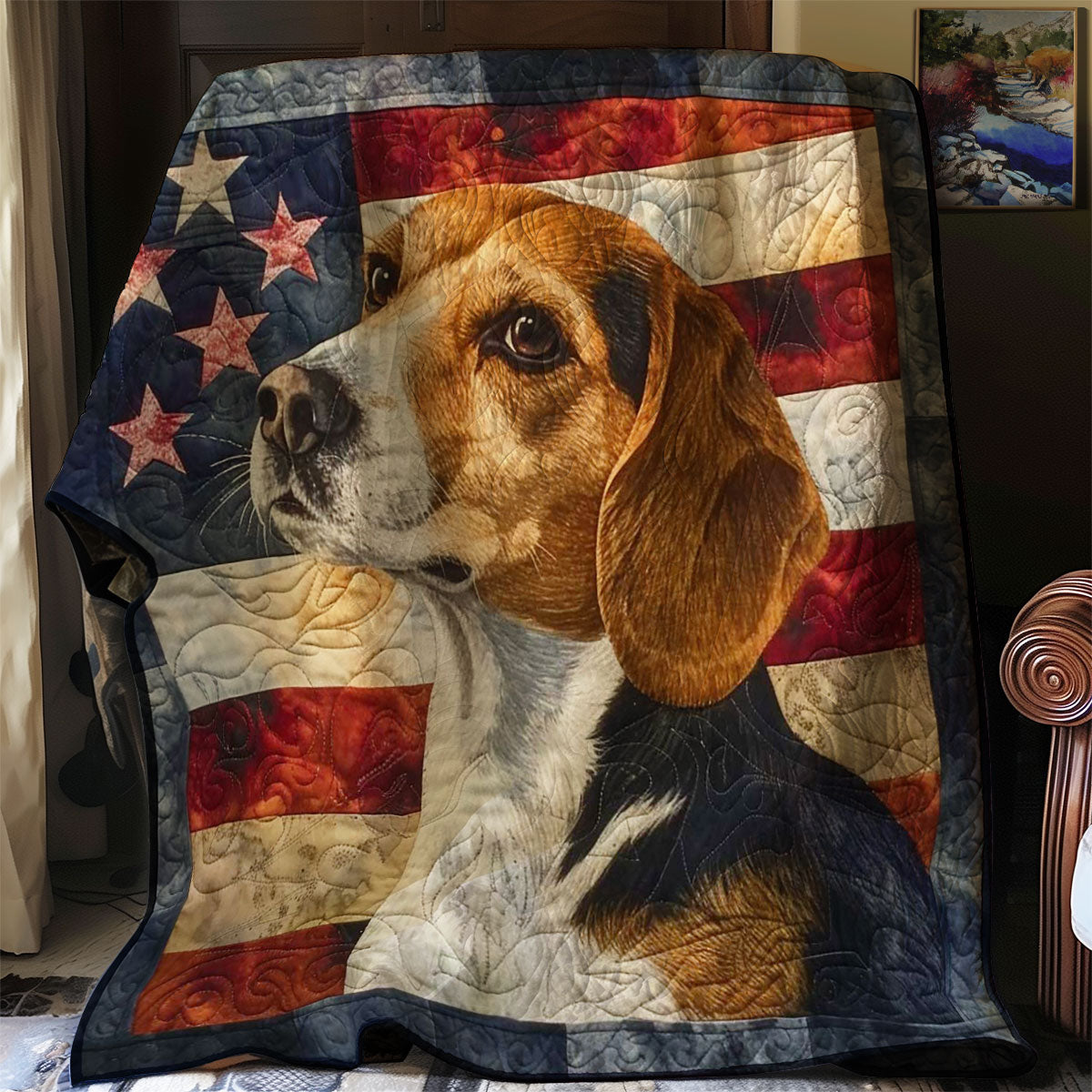 Beagle Stars and Stripes WN2608078CL Quilt