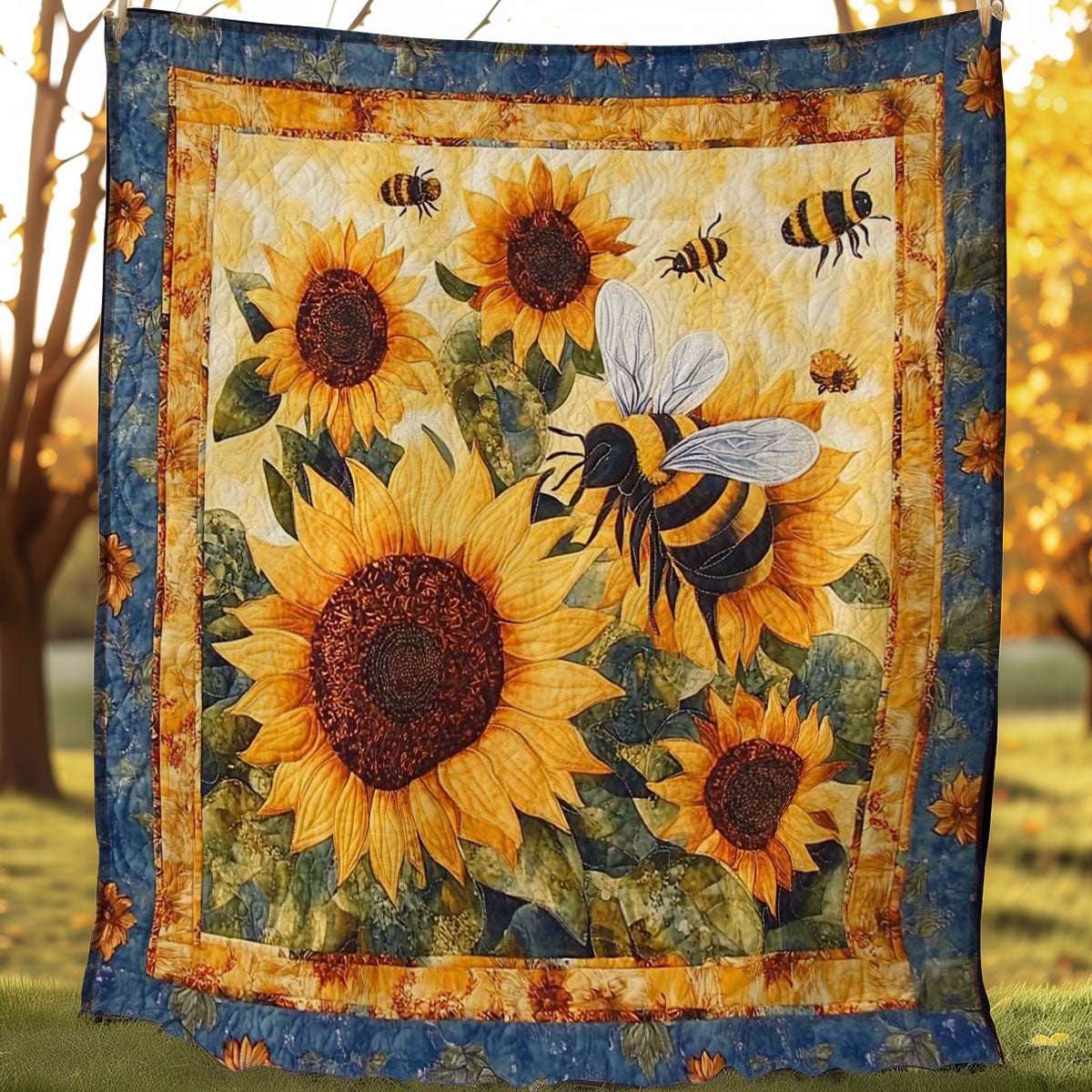 Bees And Sunflowers WN0208004CL Quilt