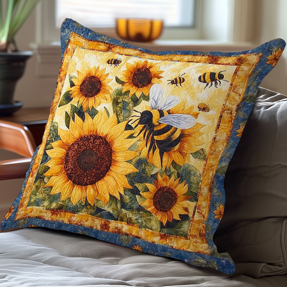 Bees And Sunflowers WN0208052CL Quilt Pillow Case