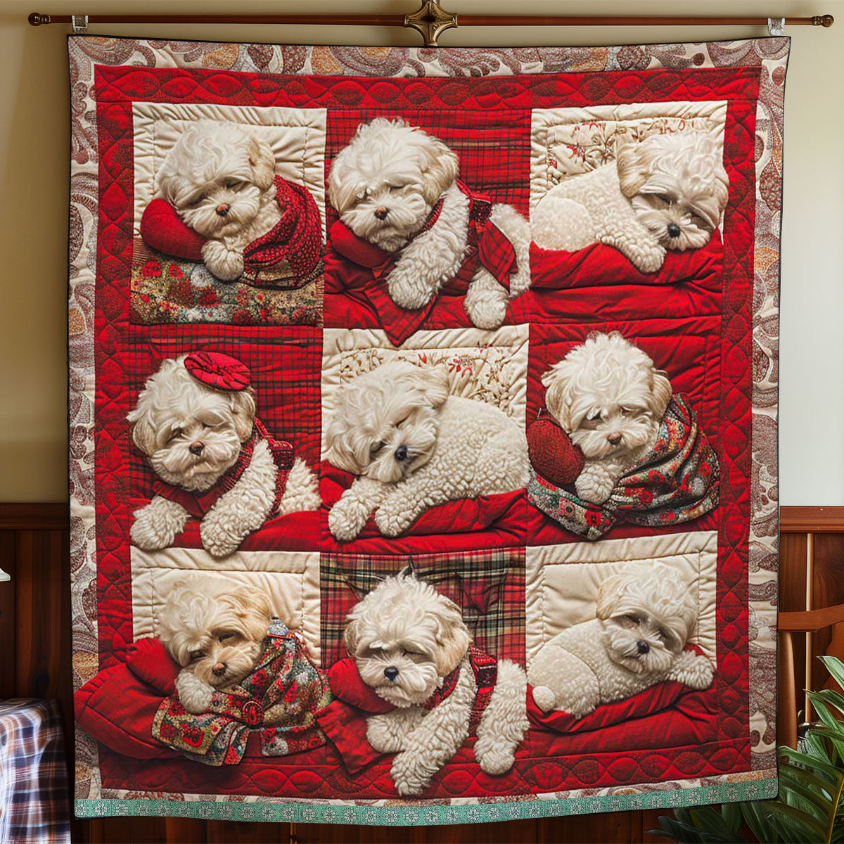 Bichon Frise Sleeping WN1209069CL Quilt