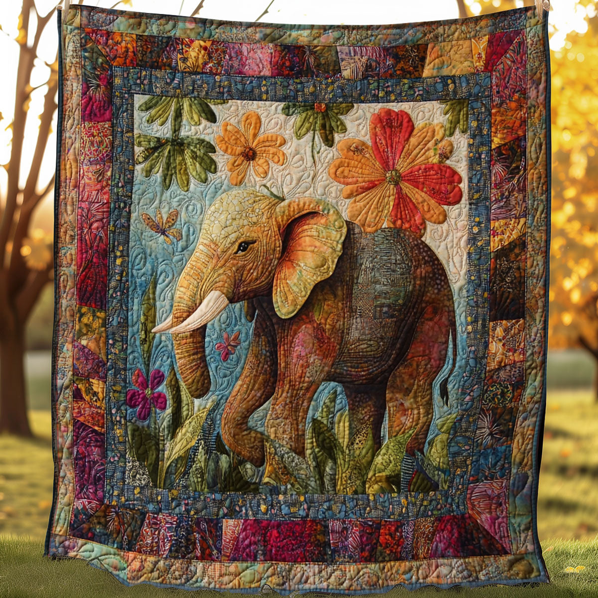 Blossom and Elephant WN 0108051CL Quilt