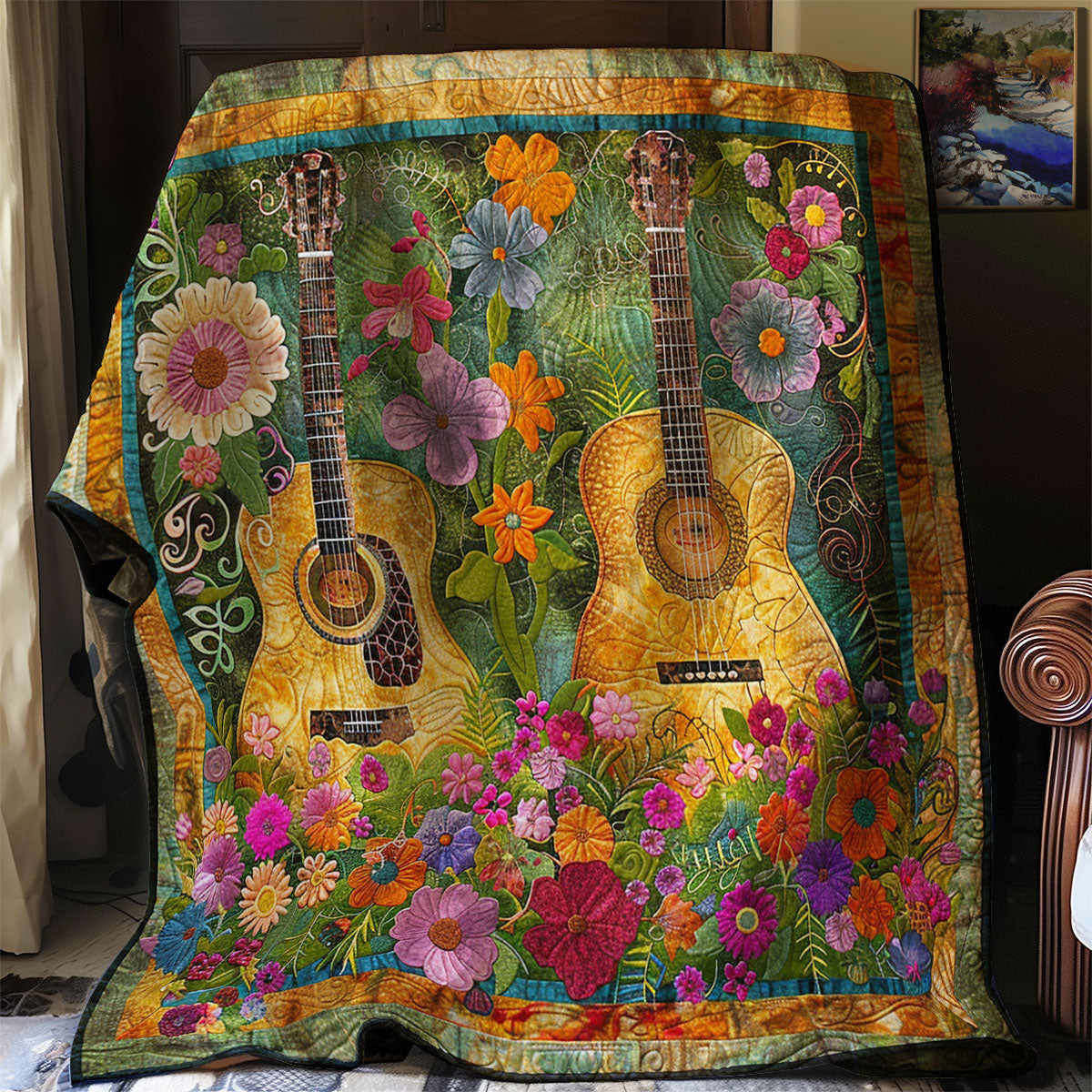 Blossoming Guitar Melodies WN2208141CL Quilt
