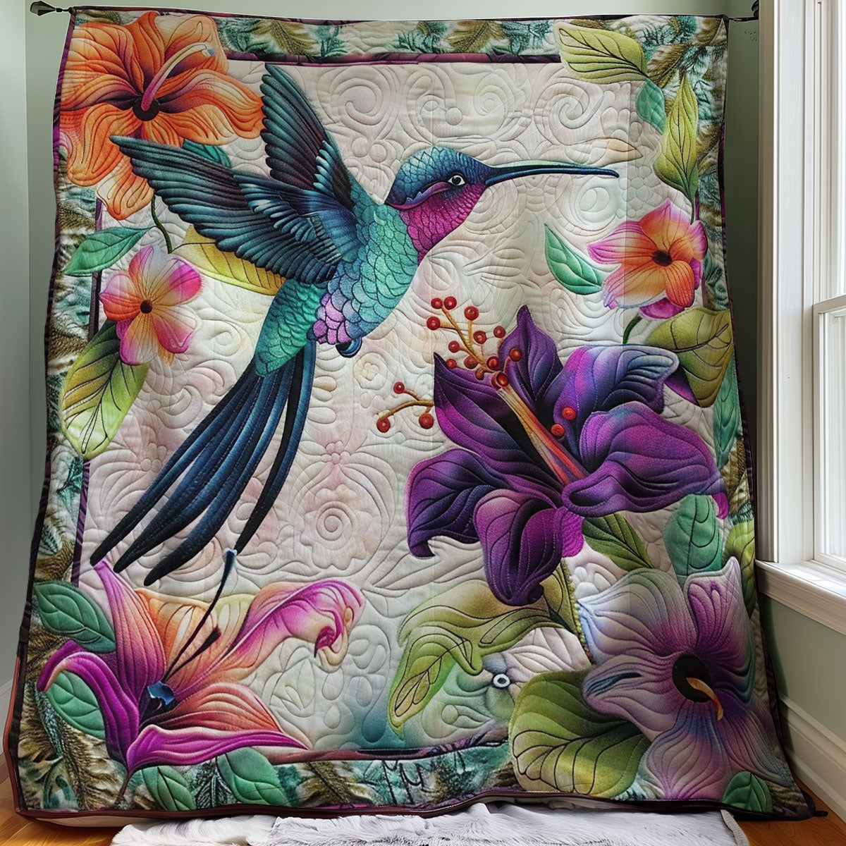 Blue Hummingbirds WM1008060CL Quilt