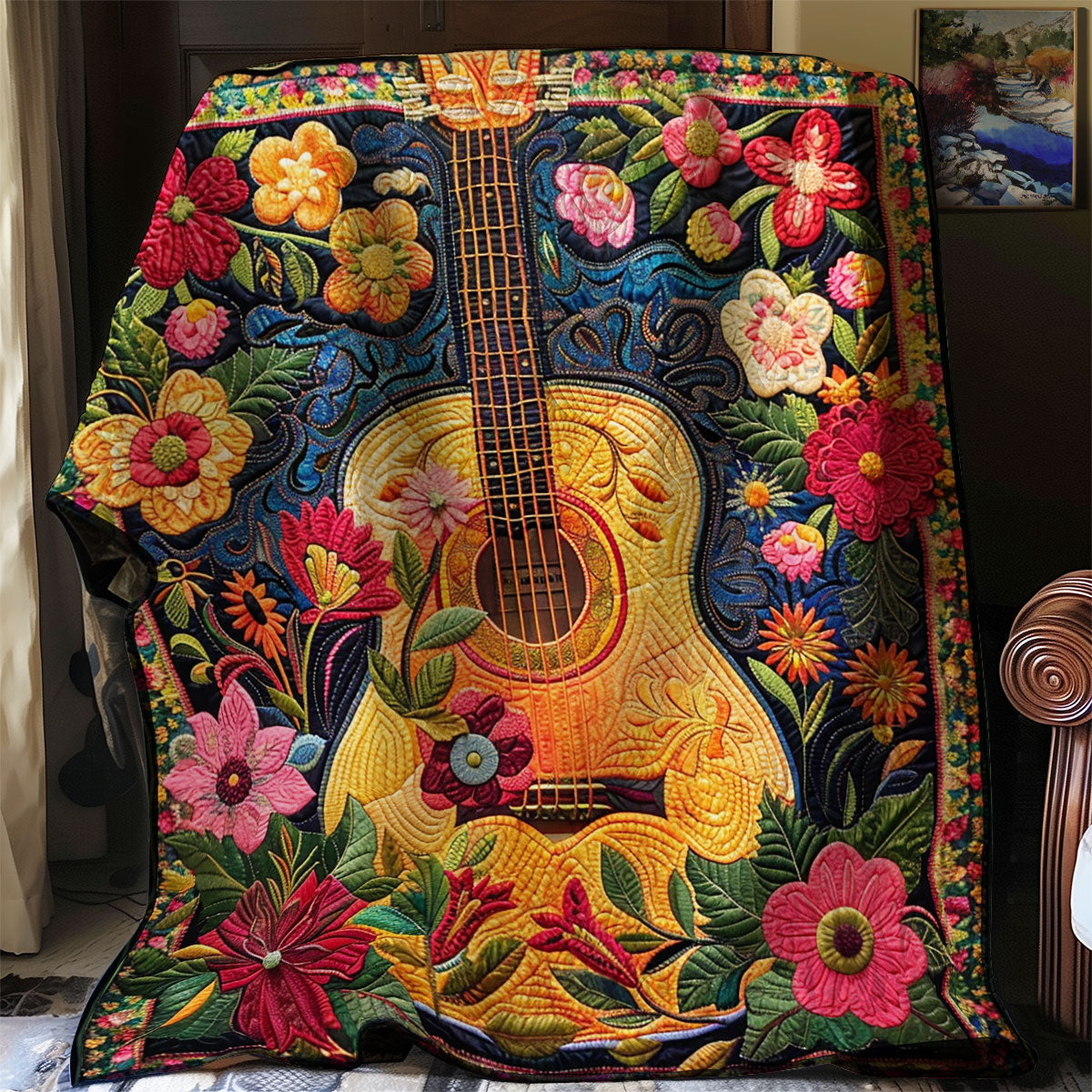 Boho Guitar Garden WN2208123CL Quilt