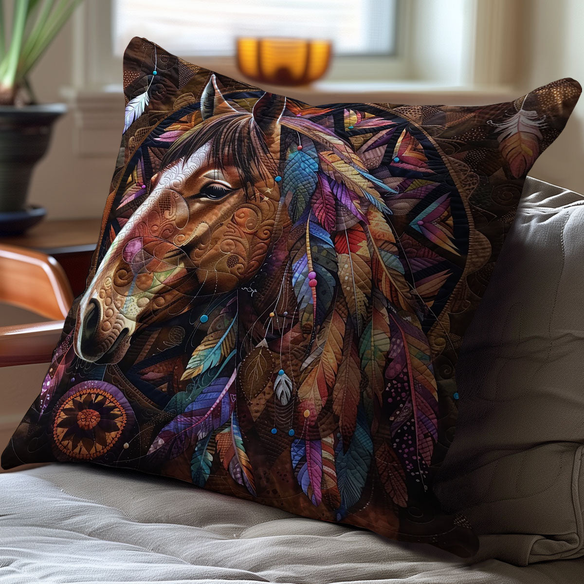 Brown Horse WM0808016CL Quilt Pillow Case