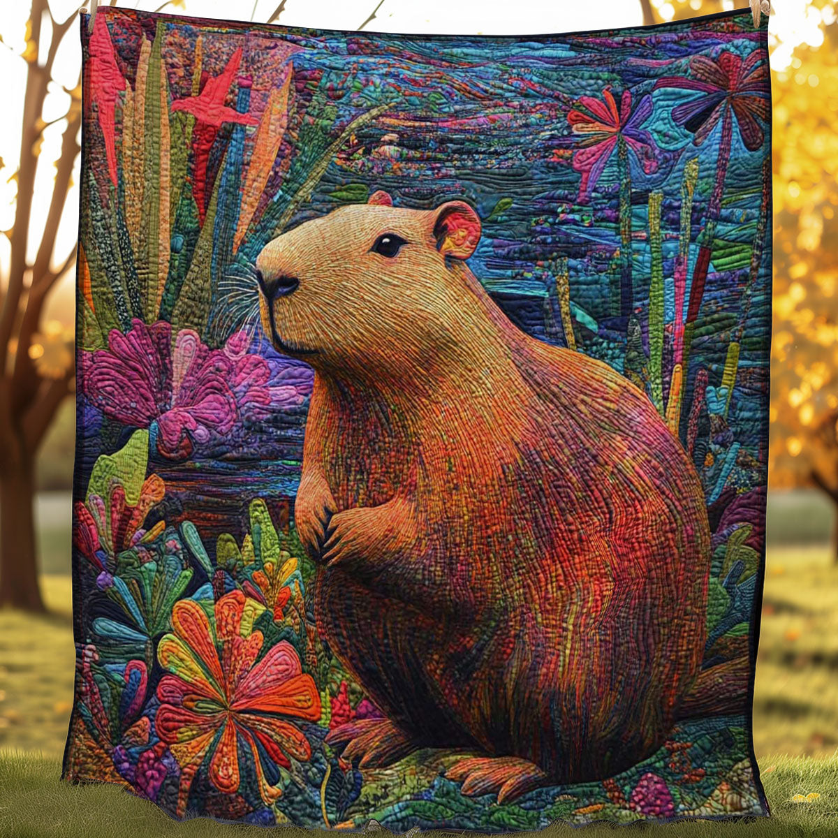 Capybara And Flowers WN0708053CL Quilt