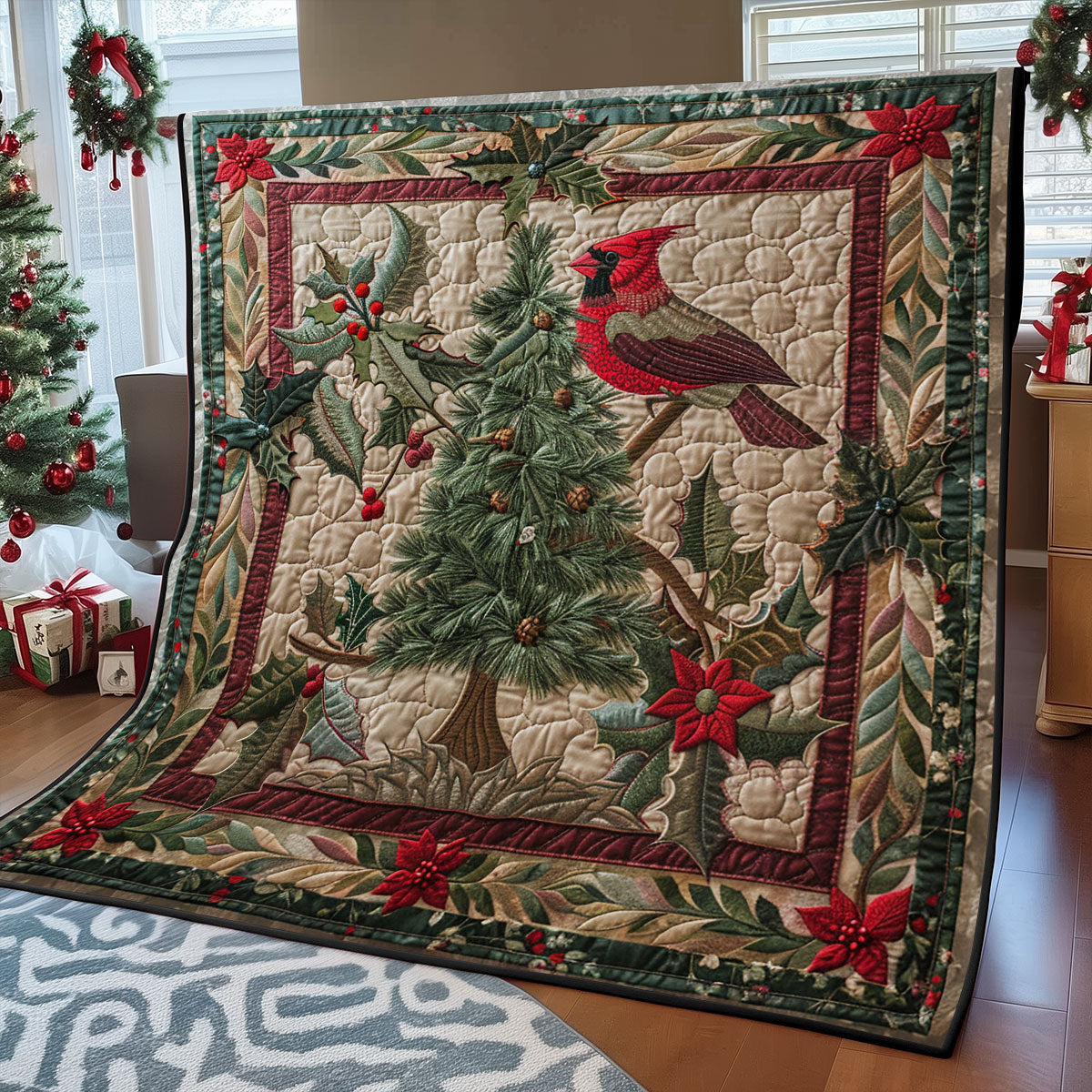 Cardinal With Pine Tree SR1908044CL Quilt