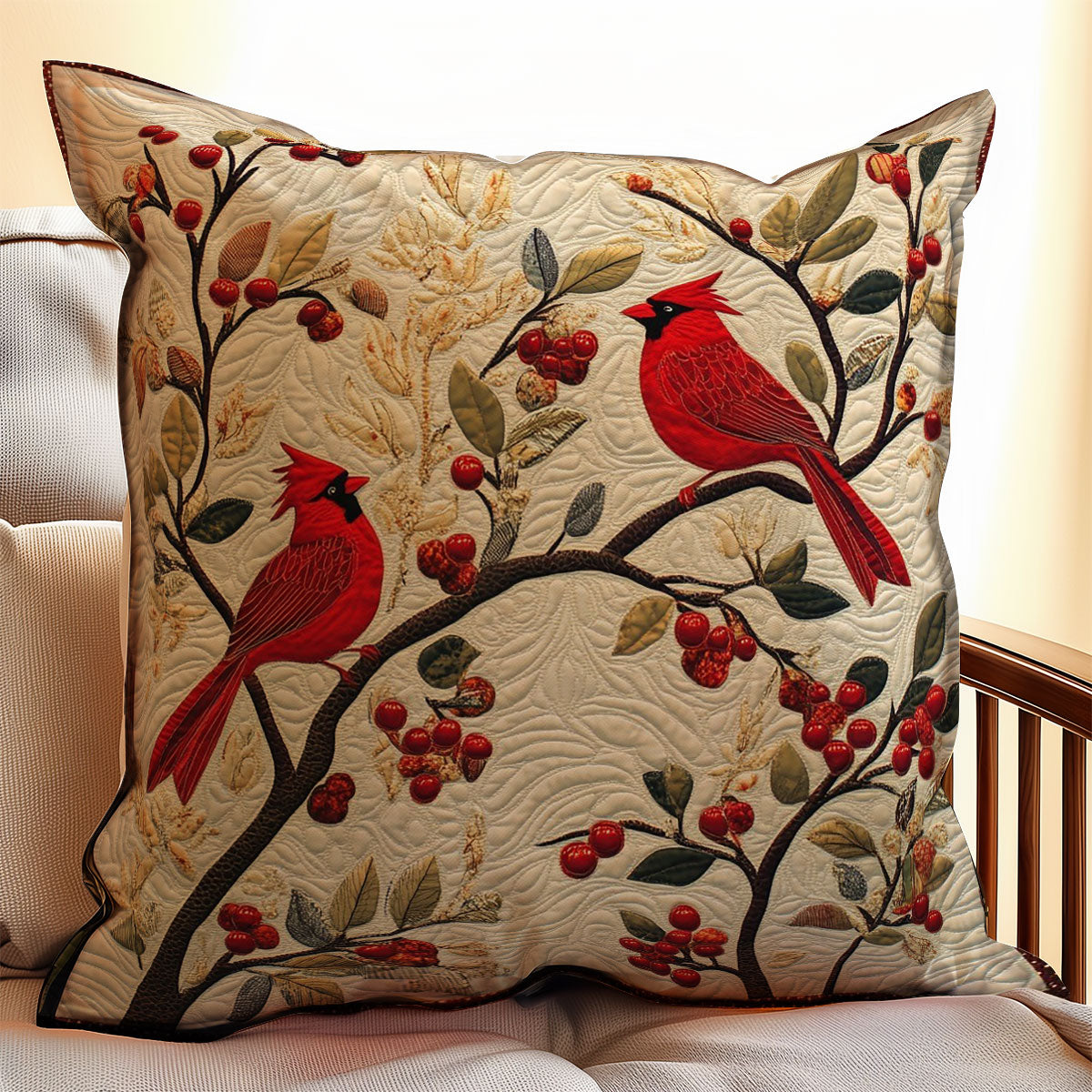 Cardinals And Berries WM0308115CL Quilt Pillow Case