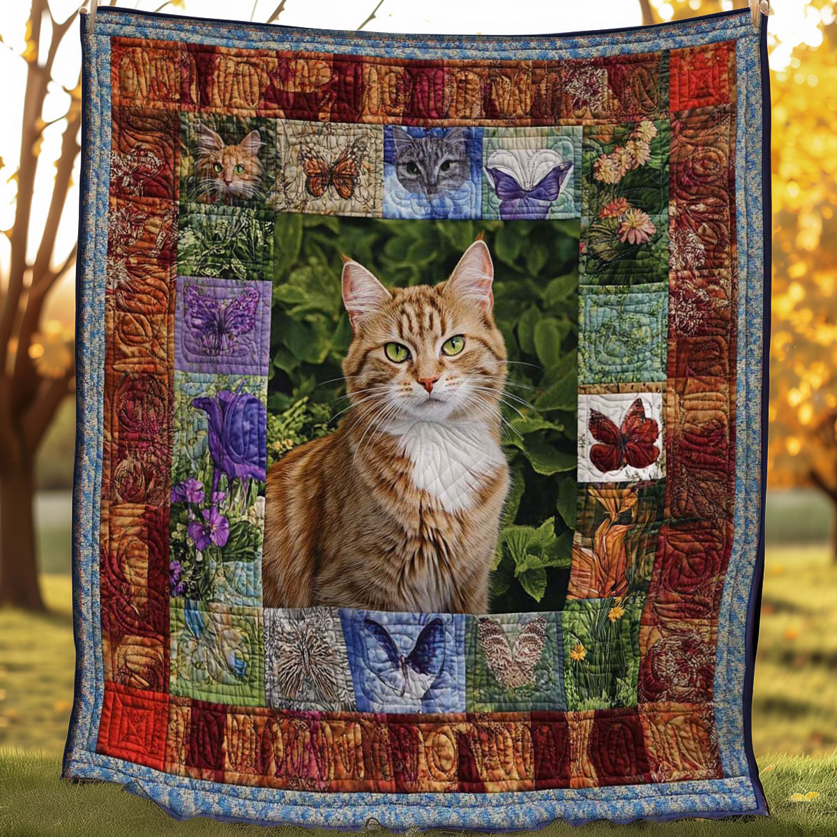 Cat And Flowers WN0608122CL Quilt