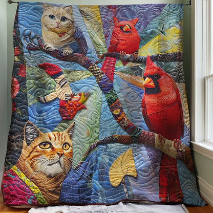 Cat And Red Birds WM1008043CL Quilt