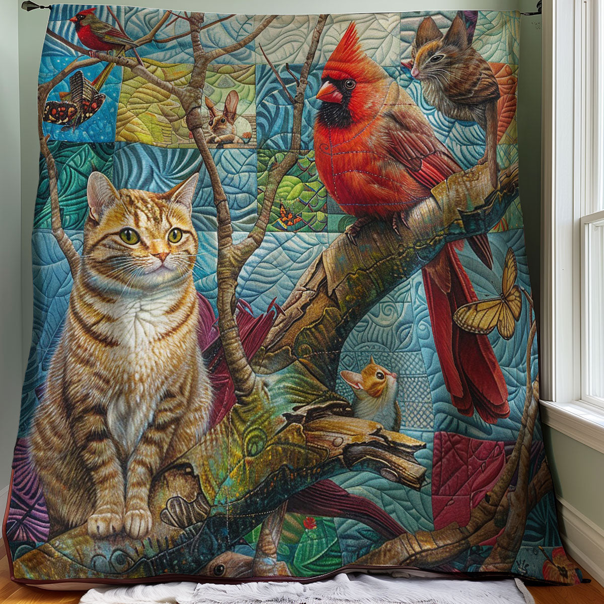 Cat And Red Friends WM1308032CL Quilt