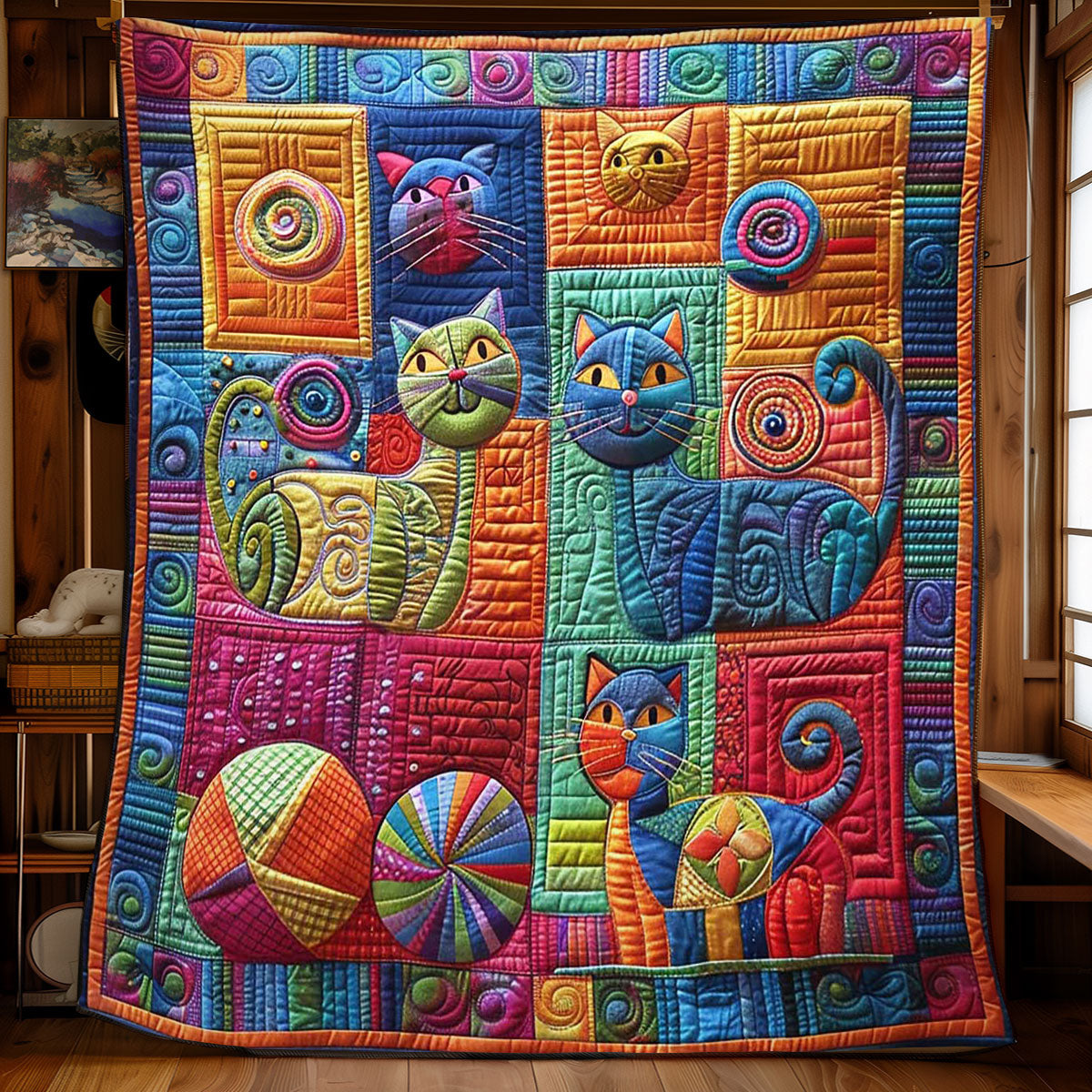 Cat Playful Yarn WN0908039CL Quilt