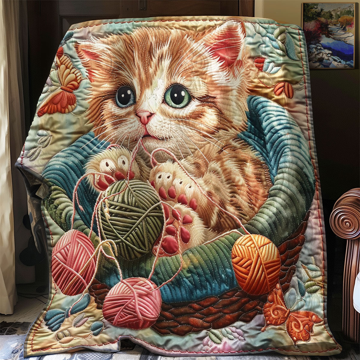 Cat Playing Yarn SR2008010CL Quilt